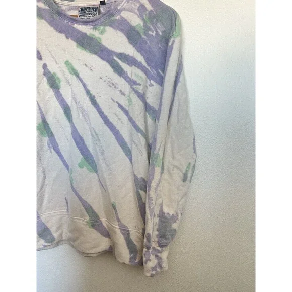 Jungmaven Sweatshirt Mens XS Purple Green White Tie-Dyed Hemp Organic Cotton - Picture 3 of 8